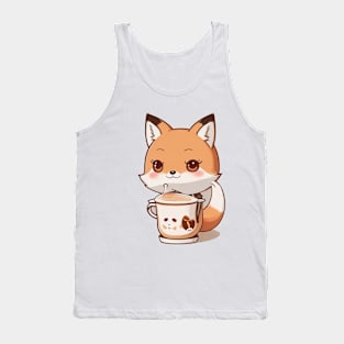 Cute fox with coffee Tank Top
